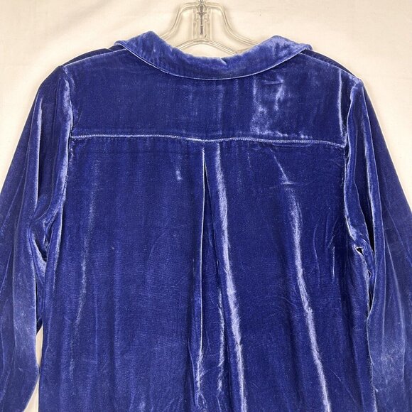 SUNDANCE Sz S Top Velvet Blue V Neck Nuance Blouse Tunic Long Cowboy Southwest - Picture 9 of 9